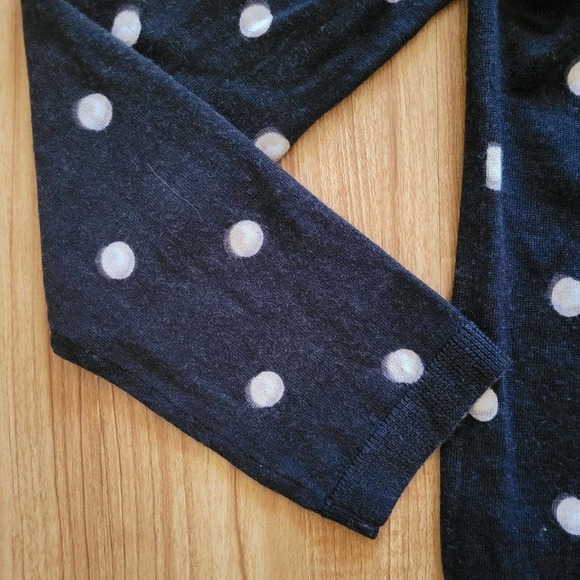 Talbots Sweater Top Shirt Womens Large Black White Polka Dot Merino Wool Career - Picture 5 of 10